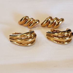 💐6/25 gold toned clip on zig zag line arch